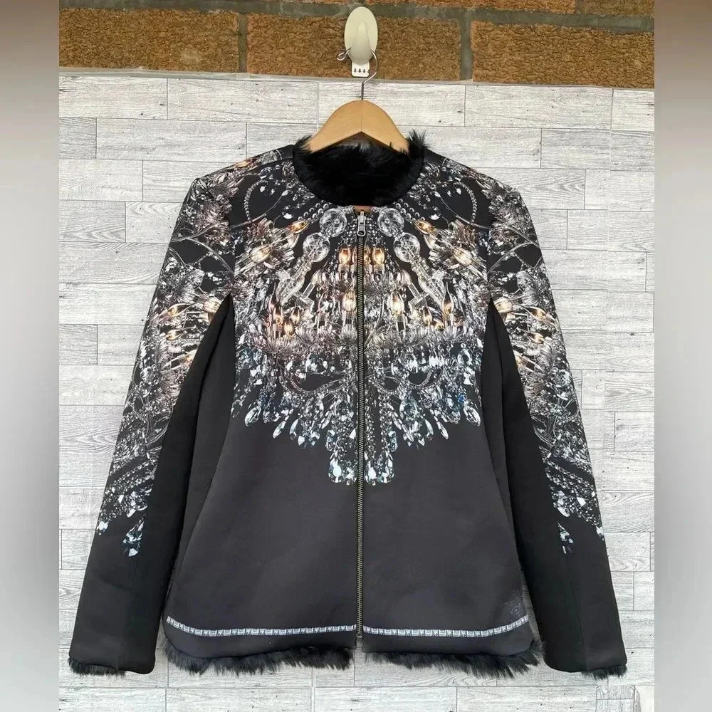 Clover Canyon Chandelier Print Blazer Jacket reversible faux fur medium